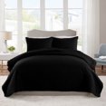 thumbnail image 1 of JML Quilt Set 3 Piece Microfiber Coverlet Shams Set, Soft Lightweight, Black Weave, King, 1 of 6