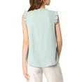 thumbnail image 3 of INSPIRE CHIC Women's Ruffled Sleeveless Pullover V- Neck Work Blouses Tops XS Cyan, 3 of 8