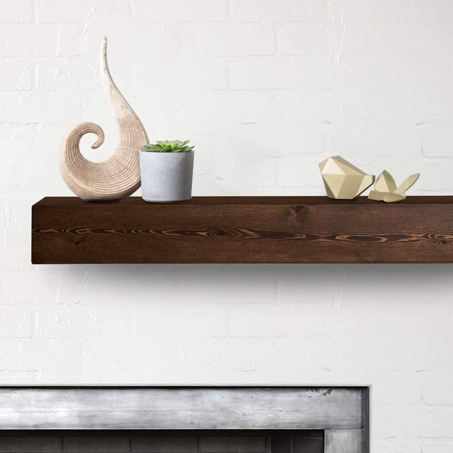 Luxe Surface 60 inch Floating Shelf Dark Color Wood Fireplace Mantel