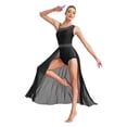 thumbnail image 2 of iiniim Robe de Danse Lyrique pour Femmes à Paillettes et Strass, Sans Manches, Fendue, Noire, m, 2 of 7