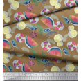 thumbnail image 3 of Soimoi Satin Silk Fabric Fruits,Swim Ring & Goggles Summer Designs Decor Fabric Printed Yard 42 Inch Wide, 3 of 3