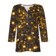 thumbnail image 3 of UPPADA Blouses pour Femmes Grande Taille à Manches 3/4, T-Shirts à Imprimé Floral Teintable, Chemises Décontractées Tendance à Col Rond, Chandails Confortables à Enfiler, Hauts Blouses Mignons d'Été, Chemises à Manches 3/4 pour Femmes, Économie, 3 of 5