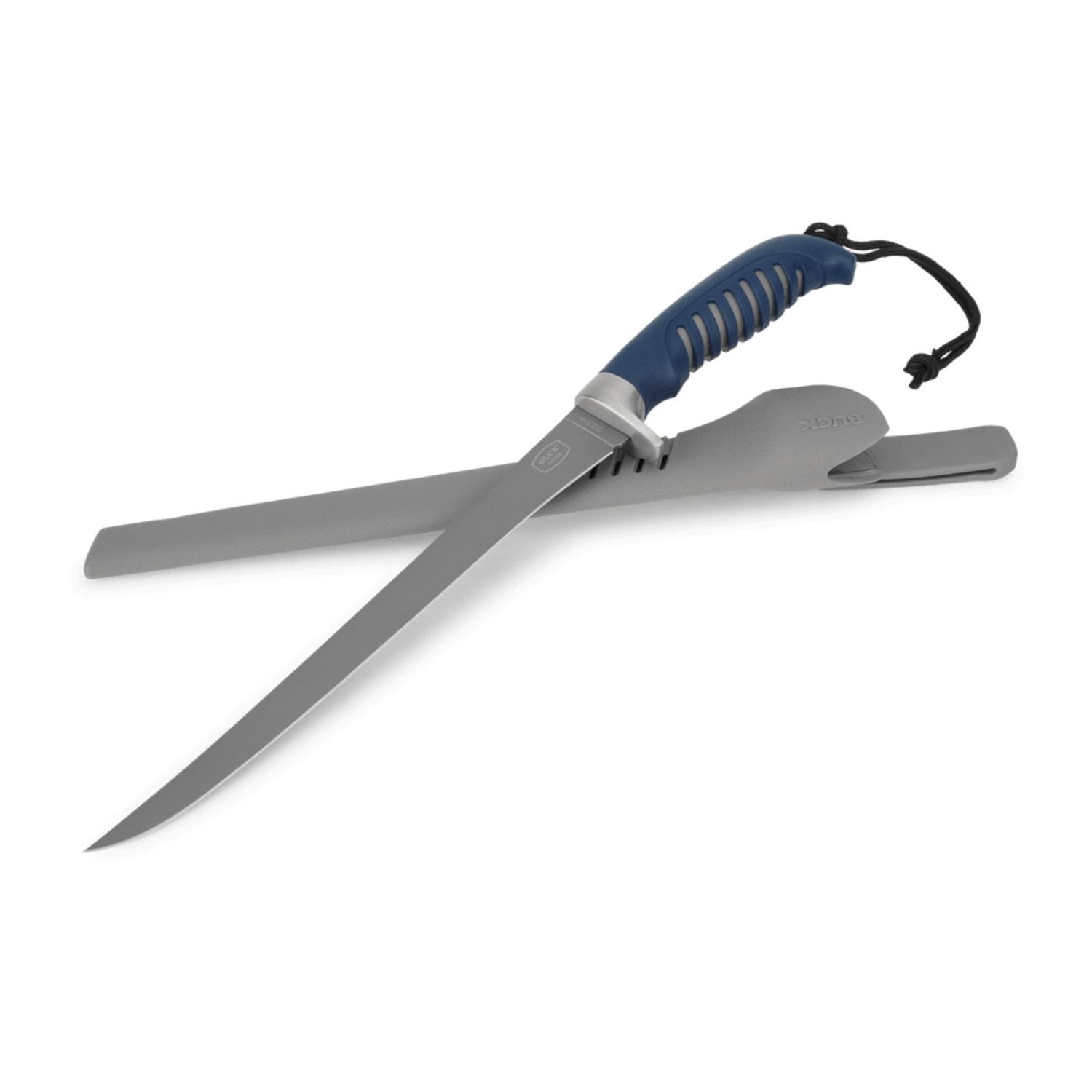Silver Creek Couteau à filet flexible 24,4 cm, couteau à poisson, coupe de précision avec lame revêtue de titane, poignée en caoutchouc antidérapant, protection en acier, bleu