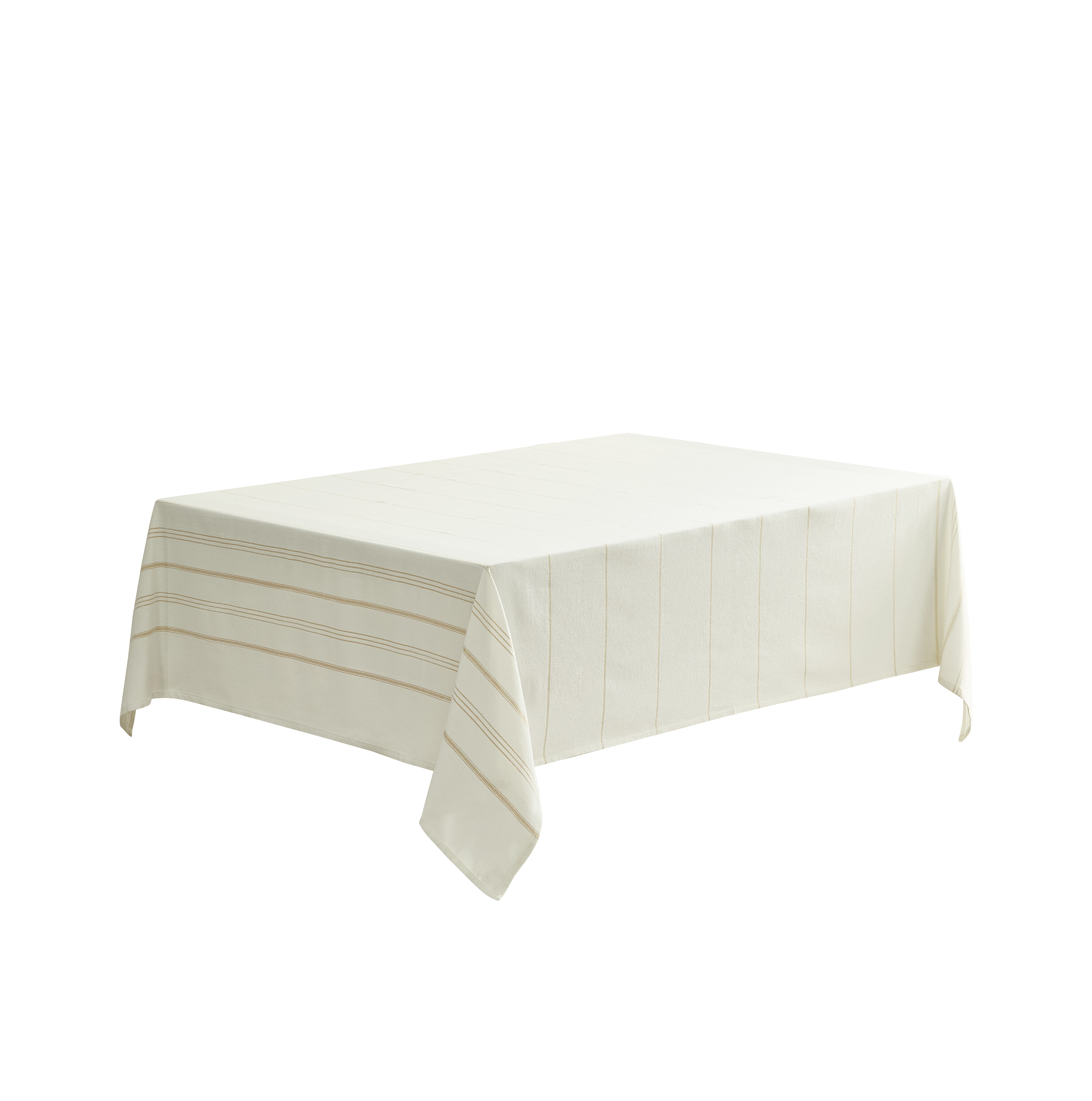 FabStyles Solace Nappe de Table 100 % Coton Blanc/Argent et Ivoire/Or pour Noël Repas Quotidiens
