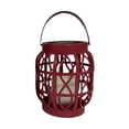 thumbnail image 1 of LED Solar Basket Weave Lantern With Faux Candle Red, 1 of 3