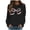 Black, variant on Round Neck Sweatshirt Women's Cute Bow Pattern Sweatshirt Long Sleeved Pullover Sweater Bow Sweater Top