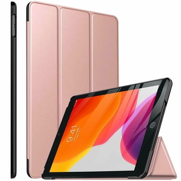 iPad 10.2 Étui iPad 9th Generation Étui, Support Mince Étui Arrière Rigide Couverture Intelligente de Protection Étui Supershield pour iPad 9th Gen 10.2 Pouces - Or Rose