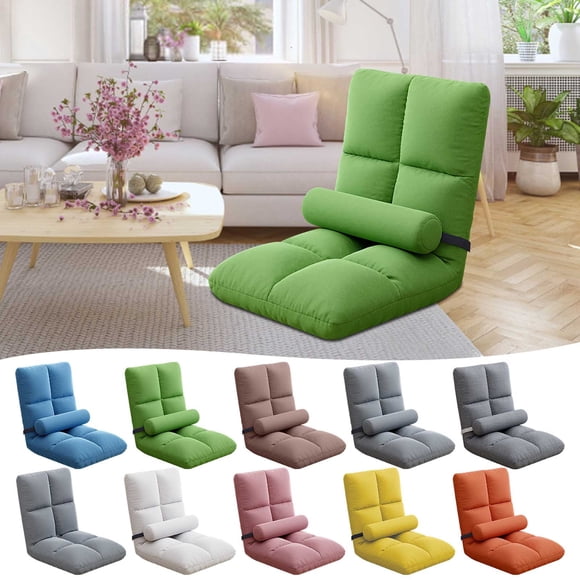Wzzjkit Floor Chair with Back Support, Foldable Lazy Sofa Bed with Lumbar Pillow, Gaming Chair Floor Meditation Chair with Tufted Cushion, Folding Sofa Seat for Reading Meditating Sleeping