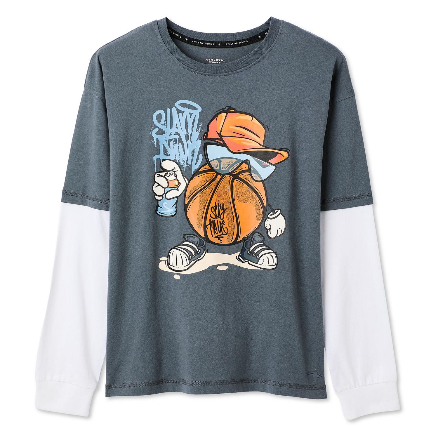 Athletic Works Boys' Long-Sleeve Fooler T-Shirt