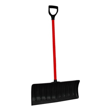 Era Terra 26-inch Snow Pusher with Straight Steel Shaft, Black and Red