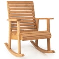 thumbnail image 1 of Costway Patio Wooden Rocking Chair High Back Fir Wood Armchair Natural Garden Yard, 1 of 9