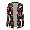 thumbnail image 4 of Women‘s Halloween Cardigan Sweater Skull Pumpkin Print Pattern Long Cardigans Sweater Coats Tops Ginger M, 4 of 5