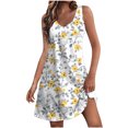 thumbnail image 2 of Ovzne Robes d'Été pour Femmes Robe Femme Mode d'Été pour Femmes Imprimé Poche Sans Manches Robe à Col en V Robe de Printemps Imprimée Liquidation, 2 of 7