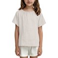 thumbnail image 4 of RXMEKW T-Shirt à Manches Courtes Doux et Respirant à Col Rond pour Enfants Tout-Petits Haut Uni pour Garçons Filles 100 % Polyester, 4 of 6