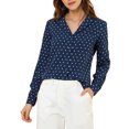thumbnail image 1 of INSPIRE CHIC Chemises à Manches Longues Col en V à Pois Cœur pour Femmes, 1 of 5