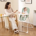 thumbnail image 2 of Gymax Chaise Haute Pliable Facile à Nettoyer Chaise Haute Compacte avec Plateau Amovible et Ajustable Vert, 2 of 10