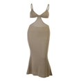thumbnail image 2 of Women Dress Solid Color Hollow Backless Tight Suspender Long Dress, 2 of 6