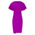 thumbnail image 4 of KIHOUT Robe Femme Mode Couleur Col Rond Tempérament Robe de Bureau, 4 of 7
