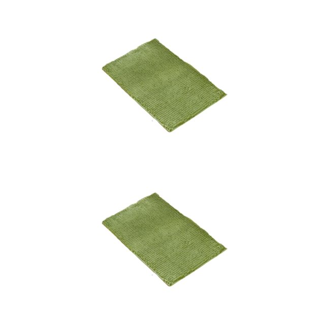 Youkk Polyester Chenille Bath Mat - Strong Water Absorption Exquisite Crafted Soft Texture No Shedding Yellow Green 40cm*60cm 2Set