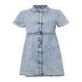thumbnail image 4 of Robe en Denim pour Femmes Décontractée à Manches Courtes, Boutonnée, Smockée, à Volants, Style Babydoll, Robe en Jean, 4 of 6