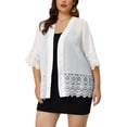 thumbnail image 2 of GRACE & GRANDEUR Women's Plus Size Cover Up Lace Panel Texture Printed Summer Boho Cardigans, 2 of 6
