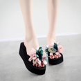 thumbnail image 4 of Mode Femmes à Enfiler à Bout Ouvert Talons Compensés Décontractés Sandales Pantoufles à Fleurs, 4 of 9