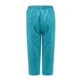 thumbnail image 5 of Penkiiy Women's Plus Size Cotton Linen Drawstring Cropped Capris with Pocket, Sky Blue, Size S, 5 of 5