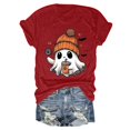 thumbnail image 4 of T-shirt Graphique à Manches Courtes d'Halloween pour Femmes Col Rond Décontracté pour Tenue de Fête d'Été avec Jeans, 4 of 4