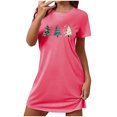 thumbnail image 4 of Sakmal Chemises de Nuit Moomoo Roses pour Femmes, Nuageuses et Confortables, Grande Taille, Robe de Pyjama de Noël, Col Rond, Manches Courtes, Imprimé d'Arbres de Noël, Courtes Chemises de Nuit P-2TG, 4 of 5