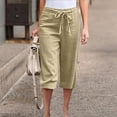 thumbnail image 2 of Pantalon à Taille Élastique pour Femmes, Décontracté, Couleur Unie, Pantalon Court, Poches à Bandage, Taille Élastique, Pantalon Droit Confortable, Pantalon pour Femmes, Taille Élastique, Pantalon de Pyjama Doux pour Femmes, 2 of 9