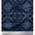 thumbnail image 1 of Soimoi Black Heavy Canvas Fabric Filigree Damask Print Sewing Fabric Yard 58 Inch Wide, 1 of 3