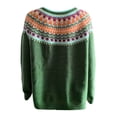thumbnail image 5 of VKOYWKM Soldes de Liquidation Chandails Fair Isle pour Femmes Vintage Chandails Tricotés à Manches Longues Décontractés à Col Rond Chandails à Enfiler Hauts Automne Hiver Hauts de Saut, 5 of 5