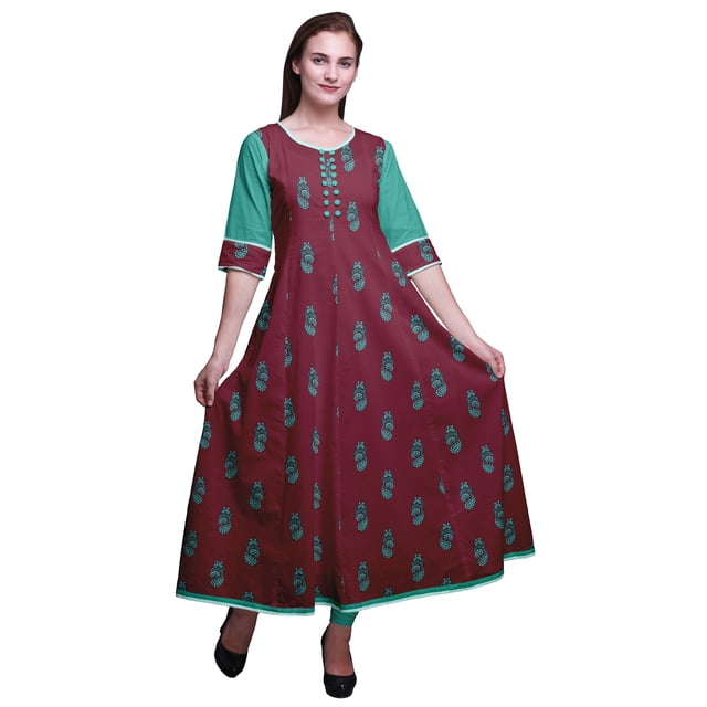 Bimba Robe Décontractée AnarkaliKurtiMaxi Imprimée IndianKurtisFor Women