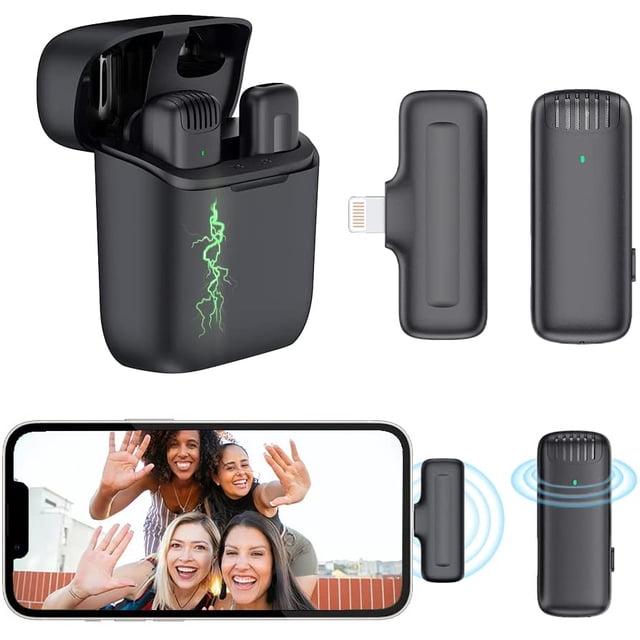 Microphone Cravate Sans Fil pour iPhone/iPad, Réduction du Bruit, Micro à Revers avec Étui de Chargement (Aucune Application Ni Bluetooth Requis) (Micro Simple pour iPhone)