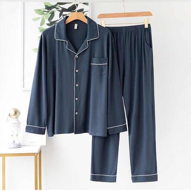 Hot ! TIMIFIS Mens Pajama Set Soft Long Sleeve Pajamas for men Lightweight Button Up Sleepwear Lounge Pjs Set With Pockets pring/Summer