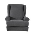 thumbnail image 4 of 2-Piece Wing Back Armchair Covers Wing Sofa Slipcovers Replacement Deep Grey, 4 of 8