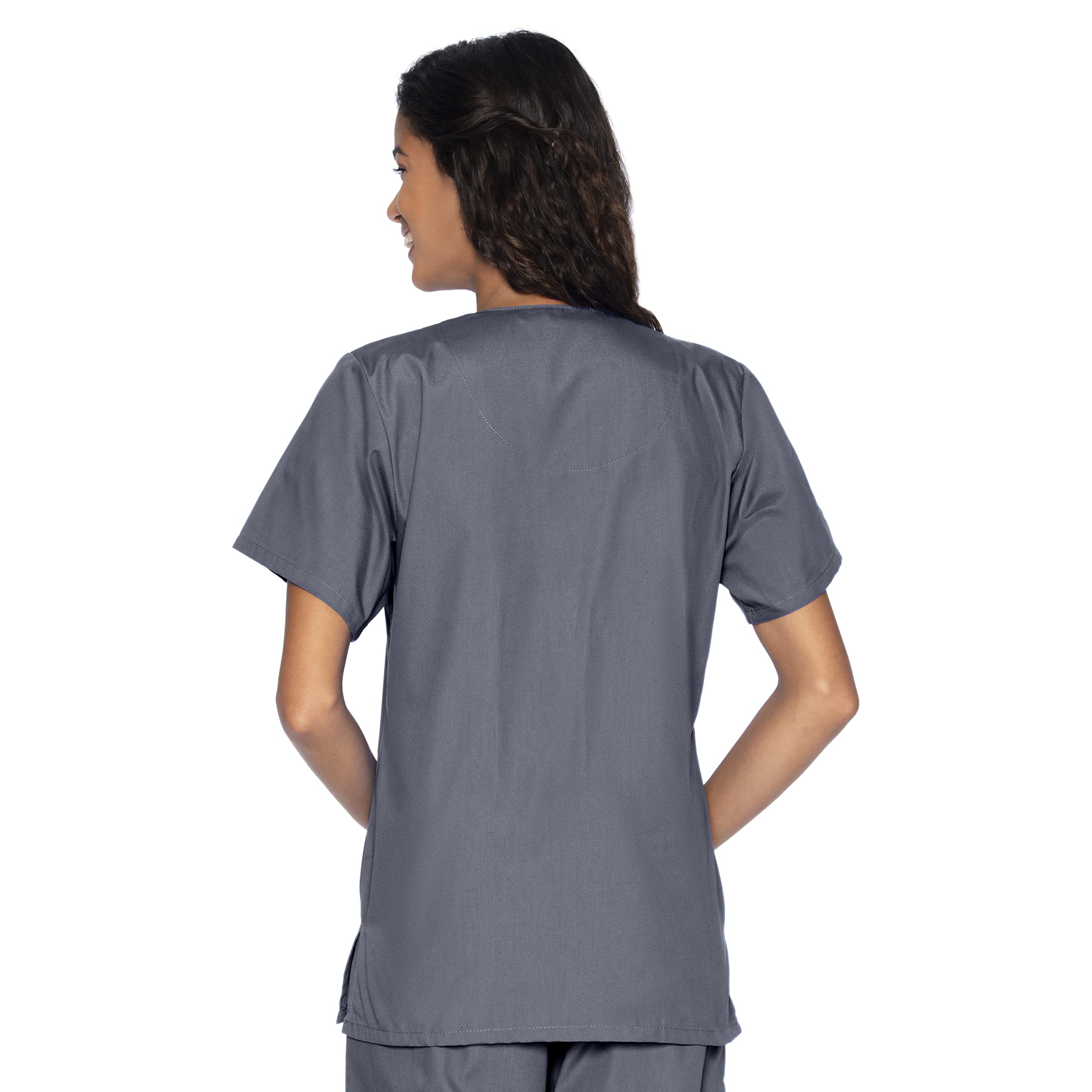 Landau Haut d'Uniforme à Boutons-Pression pour Femme, Coupe Classique Décontractée, Col en V, 4 Poches