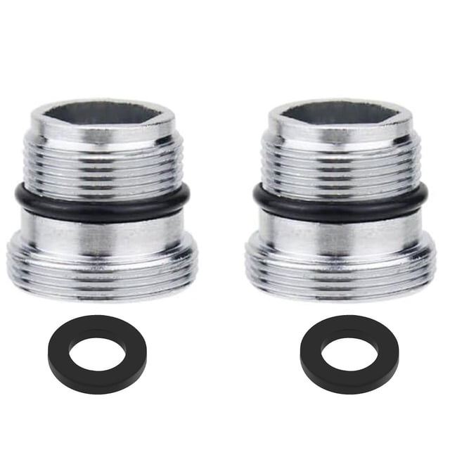 2 Pcs M18.5-M22 Adaptateur de Robinet d'Eau à Filetage Mâle Pièces de Rechange avec 2 Anneaux. les Adaptateurs Sont en Laiton avec une Finition Argent Chromée, Offrant une Résistance à la corrosion et une Durabilité. Chaque Adaptateur Comprend un Joint Torique pour une Connexion Sécuritaire et Sans Fuite. Convient au Raccordement de Filtres, Tuyaux, Purificateurs, Douches et Autres Appareils de Plomberie. l'Ensemble Comprend Deux Adaptateurs et Deux Anneaux.
