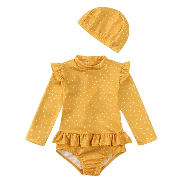 Little Girl Rash Guard Swimsuit Summer Sun Protection Long Sleeve Girls Bathing Suits 7-8 Years