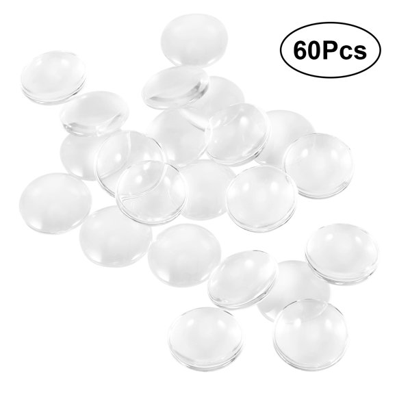 FRCOLOR clear cameo 60 Pcs Glass Dome Cabochons Clear Round Cabochons Tiles Clear Cameo Non-calibrated Round 1 Inch/25mm for Cameo Pendants Photo Jewelry Rings Necklaces,0.98"X0.98"X0.28"