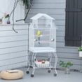 thumbnail image 2 of PawHut 53.9'' Large Rolling Steel Bird Cage Bird House with Wheels, White, 2 of 10