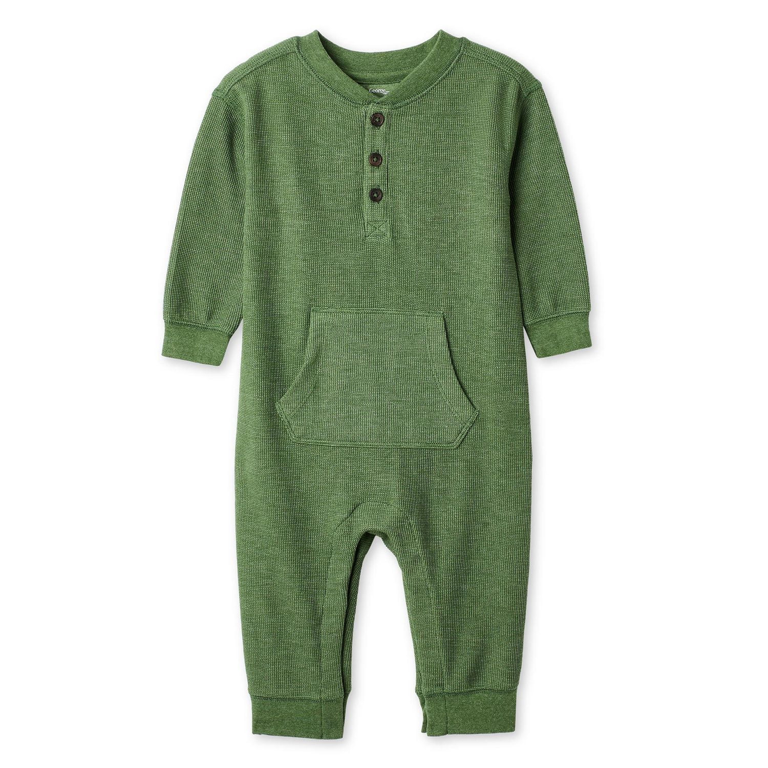 Barboteuse en tricot gaufré à encolure henley George pour bébés garçons