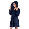 thumbnail image 1 of LSLJS Women Soft Solid Color Long Sleeve V-Neck Winter Sashes Pokets Fleece Faux Velvet Sleepwear Dress Nightgowns, Womens Robe, 1 of 7