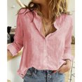 thumbnail image 1 of Gupgi Female  Long Sleeve Shirts, Casual Loose Button-Down Turndown Collar Top Cloth, 1 of 5