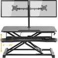 thumbnail image 4 of 32 Inch Standing Desk Converter, Height Adjustable Sit to Stand Desk Riser Laptop Computer Workstation with Removable Keyboard Tray, Monitor Arm Hole & Notebook Slot, 4 of 8
