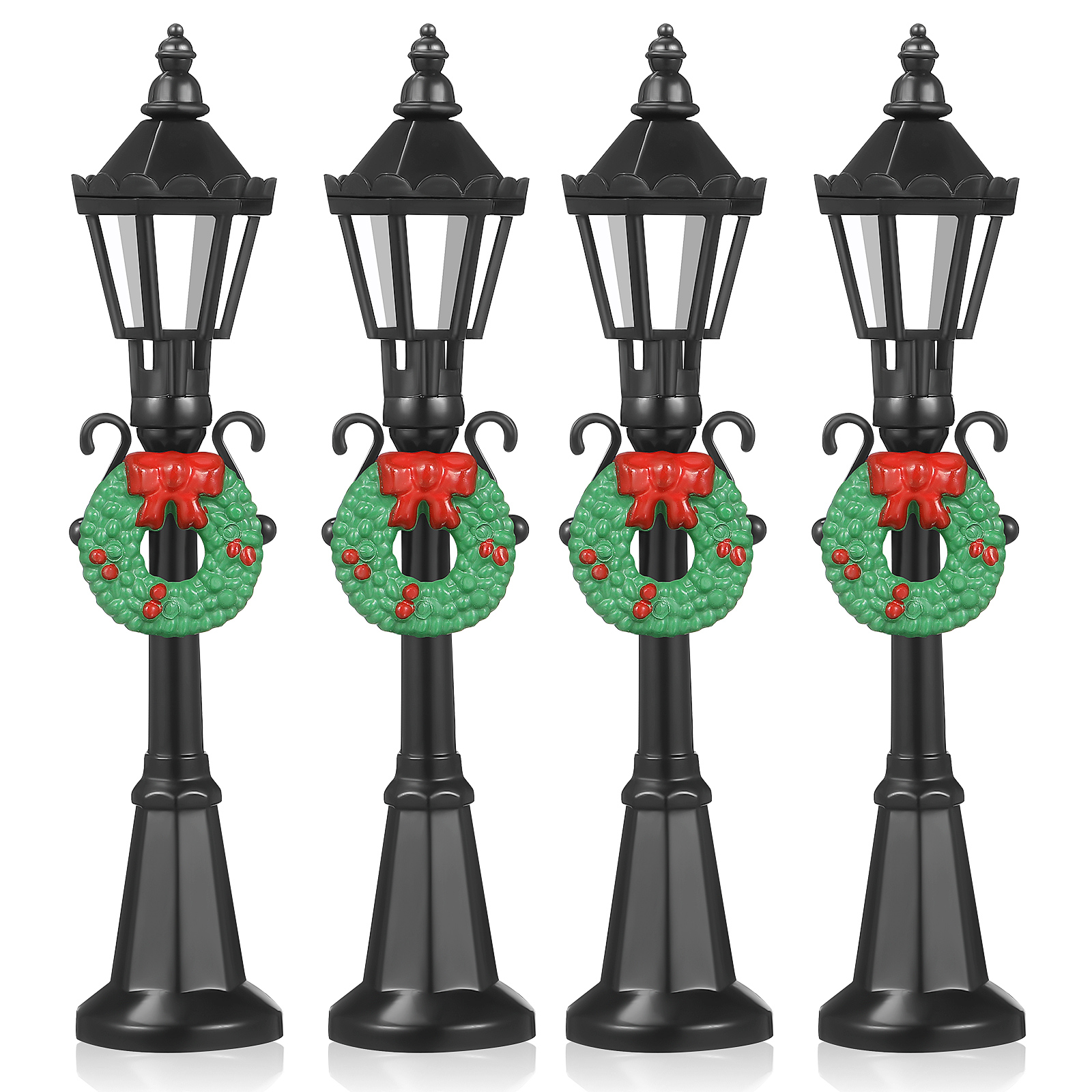 SHISUYAN 4 Pcs Christmas Tiny Street Light Models Street Lamp Posts Doll House Micro Landscape Decorations