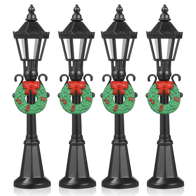 SHISUYAN 4 Pcs Christmas Tiny Street Light Models Street Lamp Posts Doll House Micro Landscape Decorations