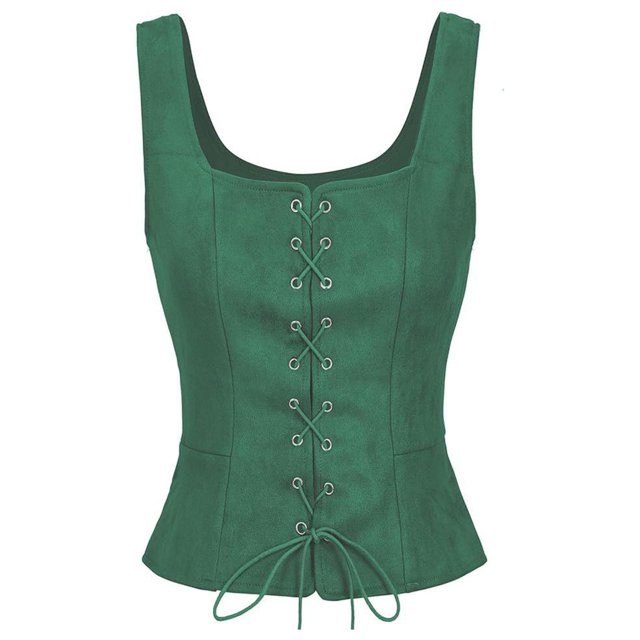 BLVB Renaissance Corset Tops Women Medieval Sleeveless Vest Western Outfit Plus Size Lace up Bodice