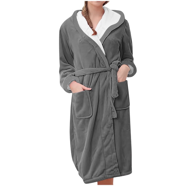 Birdeem Robes pour Femmes Vêtements d'Intérieur pour Femmes Flanelle Pyjamas à Capuche Peignoirs Longs Pyjamas et Pyjamas