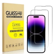 2 Pack for iPhone 14 Pro Max Screen Protector, 9H Clear Tempered Glass Screen Protector for iPhone 14 Pro Max, Easy Installation, Bubble Free